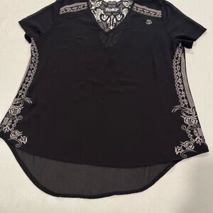 Roar Black and White Embroidered Blouse